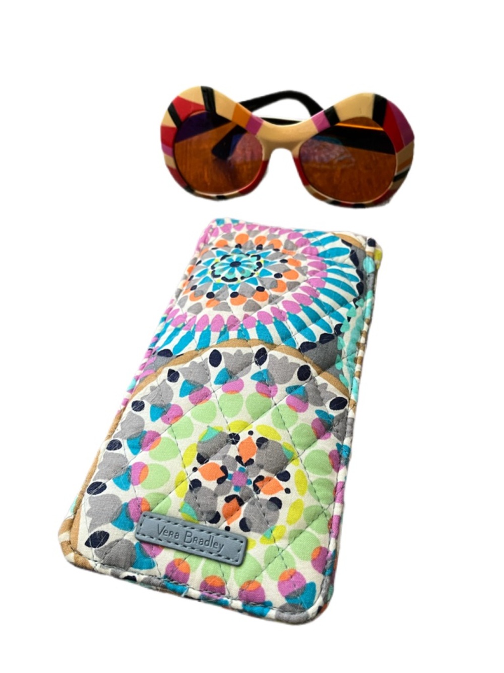 Vintage Dr. Peepers Sunglasses & Vera Bradley glasses quilted case. Multi-Color